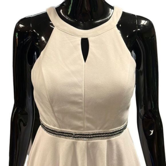Emerald Sundae white halter top dress w/black & white rhinestones around waist s - Picture 5 of 12